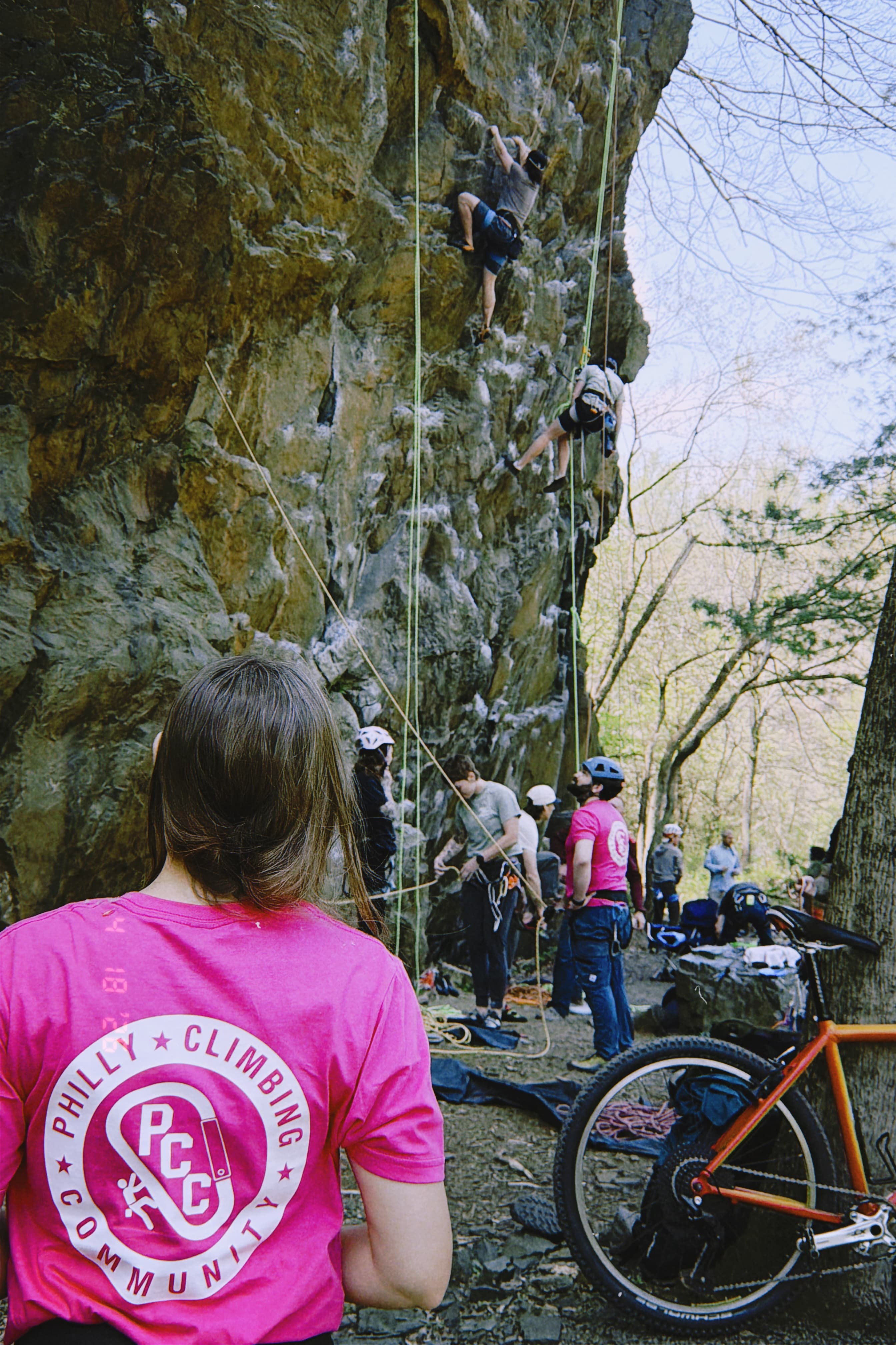 Climbers at a Philly Climbing Community outdoor event